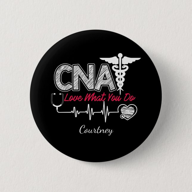 Chapa Redonda De 5 Cm Asistente de Enfermería certificado de CNA persona (Anverso)