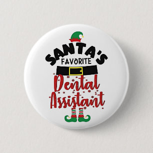 Chapa Redonda De 5 Cm Asistente Dental Favorito de Santa Navidad Santa
