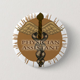 Chapa Redonda De 5 Cm Asistente Médico Caduceus
