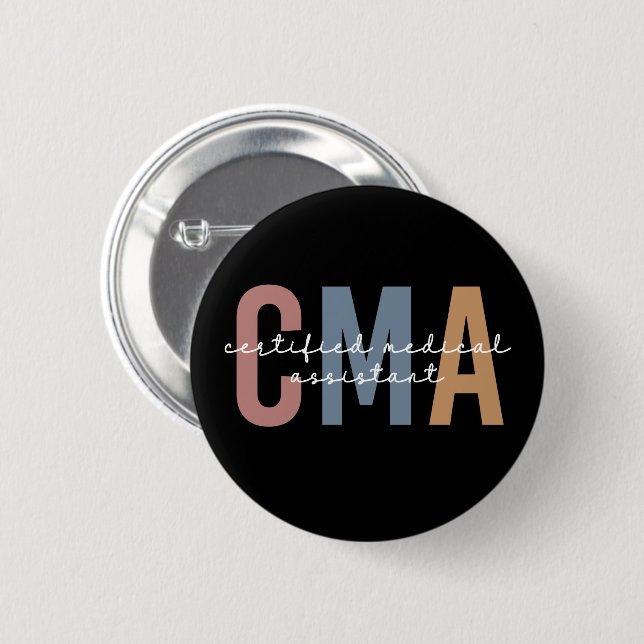 Chapa Redonda De 5 Cm Asistente Médico Certificado CMA (Anverso y reverso)