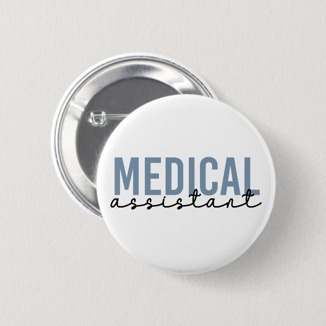 Chapa Redonda De 5 Cm Asistente Médico MA | Asistente Clínico (Anverso y reverso)