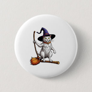 Chapa Redonda De 5 Cm Asistente para gatos Halloween Bruja Mystical Cat 
