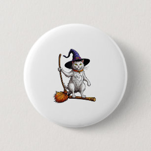 Chapa Redonda De 5 Cm Asistente para gatos Halloween Bruja Mystical Cat