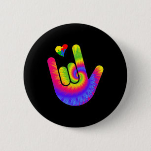 Chapa Redonda De 5 Cm ASL Amor Rótulo Lenguaje lenguaje Mano Autismo Con