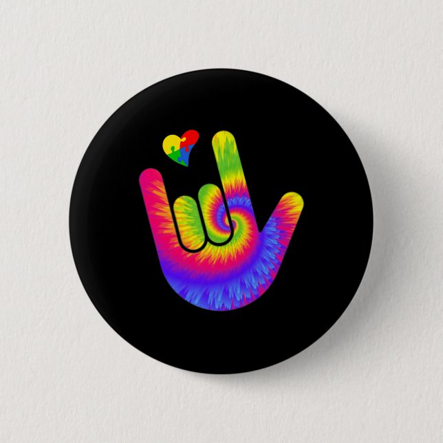 Chapa Redonda De 5 Cm ASL Amor Rótulo Lenguaje lenguaje Mano Autismo Con (Anverso)