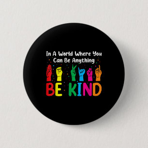 Chapa Redonda De 5 Cm Asl Be Kind Women Men, Autism Awareness Boy