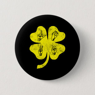 Chapa Redonda De 5 Cm ASL Love Rótulo Language St Patrick's Day Deaf Awa