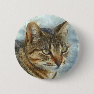Chapa Redonda De 5 Cm Asombroso Gato Tabby Cerrar Portra Lápiz Gráfico