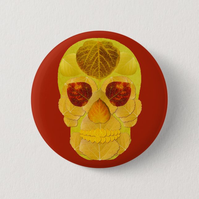 Chapa Redonda De 5 Cm Aspen Leaf Skull 1 (Anverso)