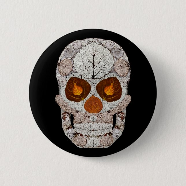 Chapa Redonda De 5 Cm Aspen Leaf Skull 11 (Anverso)