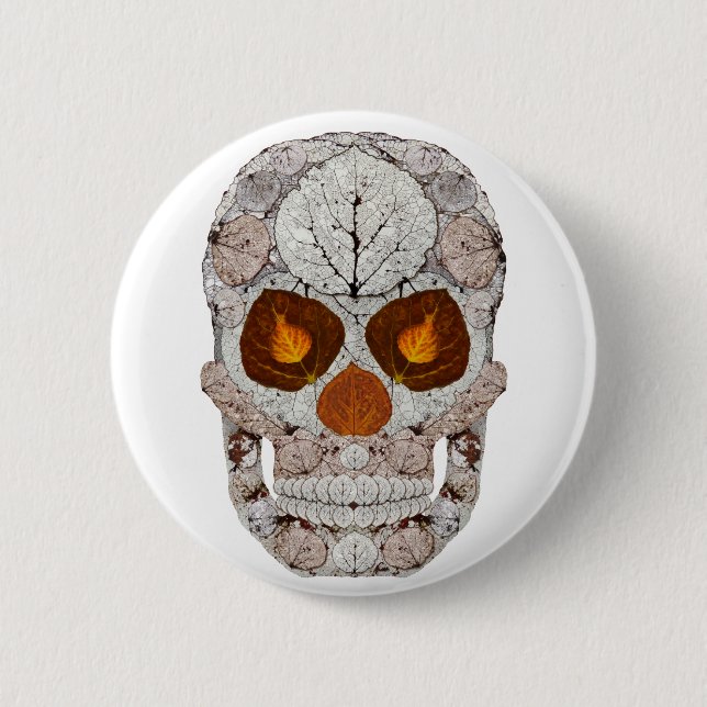 Chapa Redonda De 5 Cm Aspen Leaf Skull 11 (Anverso)