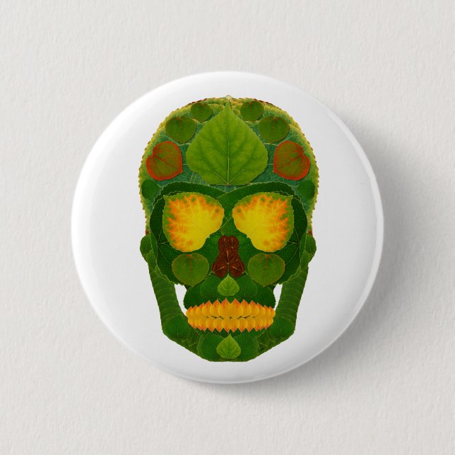 Chapa Redonda De 5 Cm Aspen Leaf Skull 9 (Anverso)