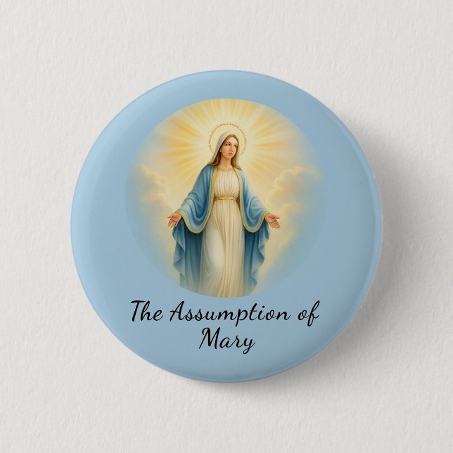 Chapa Redonda De 5 Cm Assumption of Mary Catholic Saint  (Anverso)