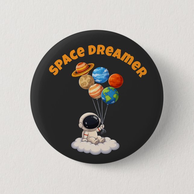 Chapa Redonda De 5 Cm Astronaut With Planet Balloons (Anverso)