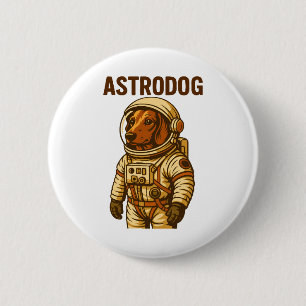 Chapa Redonda De 5 Cm Astronauta de Dachshund Wiener Dog Astrodog