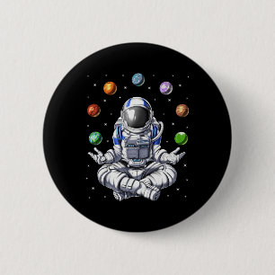Chapa Redonda De 5 Cm Astronauta Espacio Planetas Meditación Yoga Espiri