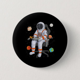 Chapa Redonda De 5 Cm Astronauta Gamer Espacio Ultraterrestre Hombres Si