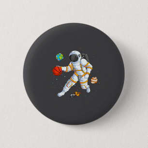Chapa Redonda De 5 Cm Astronauta juega baloncesto en hombres niños del e