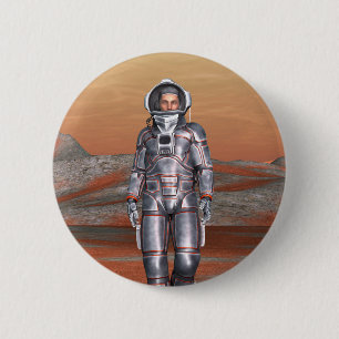 Chapa Redonda De 5 Cm Astronauta Marte - Explorador Espacial en Planeta
