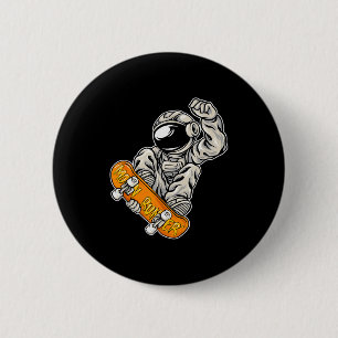 Chapa Redonda De 5 Cm Astronauta Skateboarder, Amante del Skateboarding,