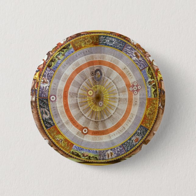 Chapa Redonda De 5 Cm Astronomía de época Planisfera Copernicana Celesti (Anverso)