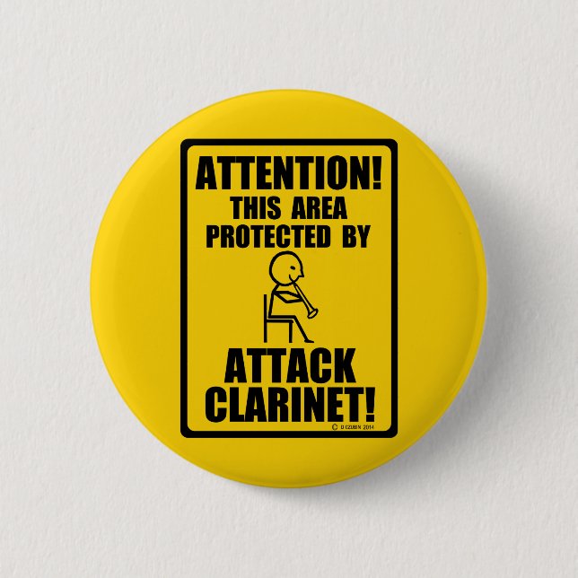 Chapa Redonda De 5 Cm Atacar a Clarinet (Anverso)