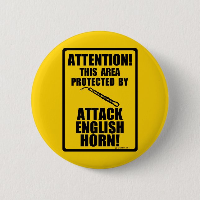 Chapa Redonda De 5 Cm Atacar el Cuerno de Inglés (Anverso)