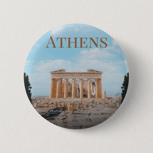 Chapa Redonda De 5 Cm Atenas Grecia (Anverso)