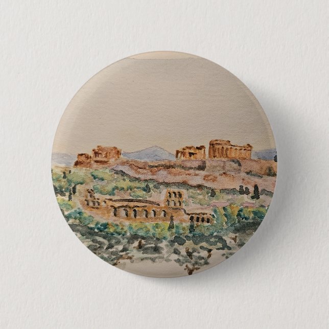 Chapa Redonda De 5 Cm Athenian Acropolis Button (Anverso)