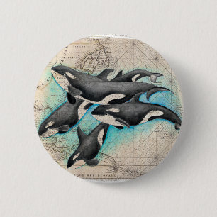 Chapa Redonda De 5 Cm Atlas del mapa de la orca