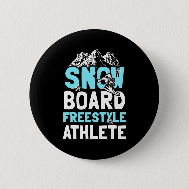 Chapa Redonda De 5 Cm Atleta estilo libre Snowboard (Anverso)