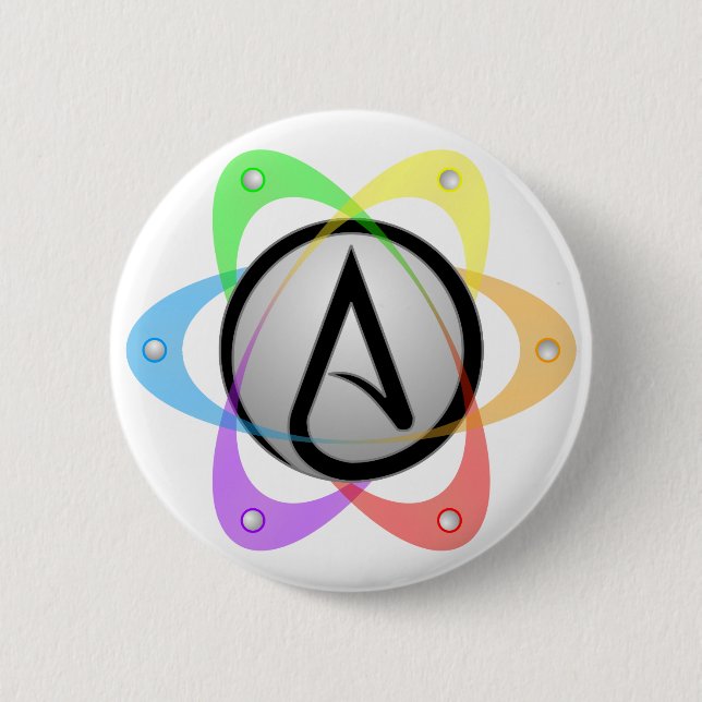 Chapa Redonda De 5 Cm Átomo ateo Symbol.png de LGBT (Anverso)