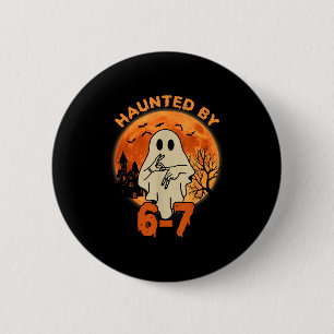 Chapa Redonda De 5 Cm Atormentado por 67 Fantasma de Halloween Seis Siet