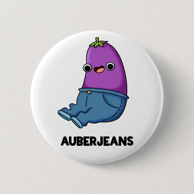 Chapa Redonda De 5 Cm Auberjeans Funny Eggplant Pun (Anverso)