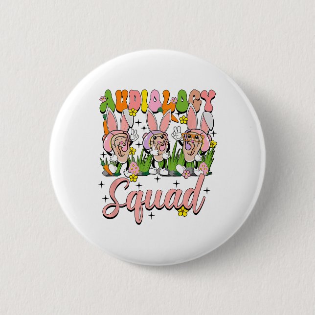 Chapa Redonda De 5 Cm Audiology Squad Funny Easter Bunny (Anverso)
