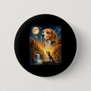 Chapa Redonda De 5 Cm Aullando a la luna meme animal perro beagle