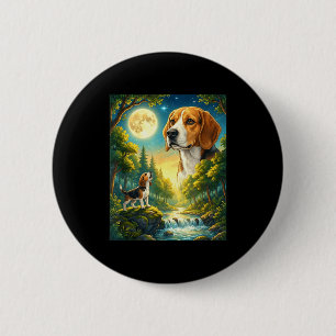 Chapa Redonda De 5 Cm Aullando a la luna meme animal perro beagle