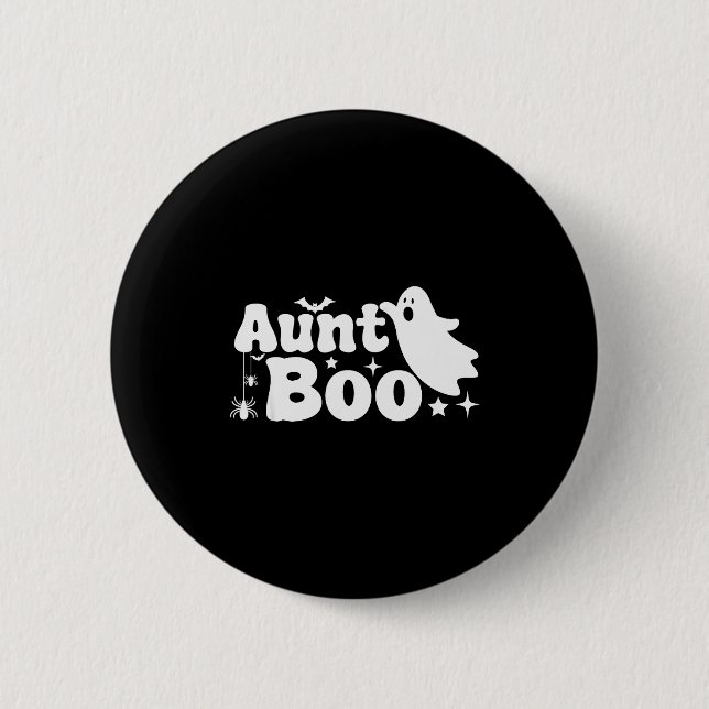 Chapa Redonda De 5 Cm Aunt Boo Funny Ghost Halloween Family Matching  (Anverso)