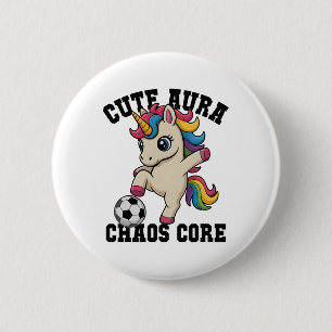 Chapa Redonda De 5 Cm Aura Lindo Fútbol Unicornio Caos Core Solo Chica Q