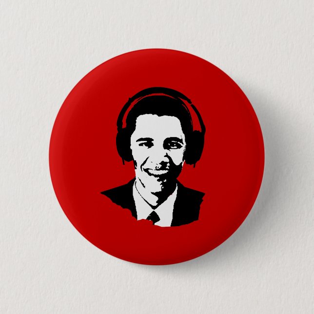 Chapa Redonda De 5 Cm Auriculares de Barack Obama (Anverso)