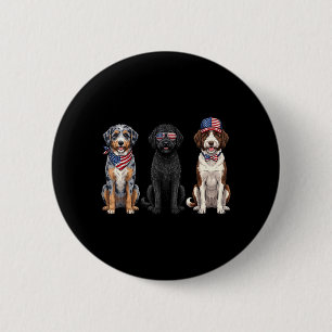 Chapa Redonda De 5 Cm Aussiedoodle 4 de julio bandera americana perro