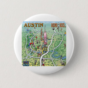 Chapa Redonda De 5 Cm Austin Round Rock Texas Fun Map