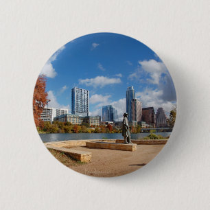Chapa Redonda De 5 Cm Austin Texas Downtown Skyline - Ladybird Lake