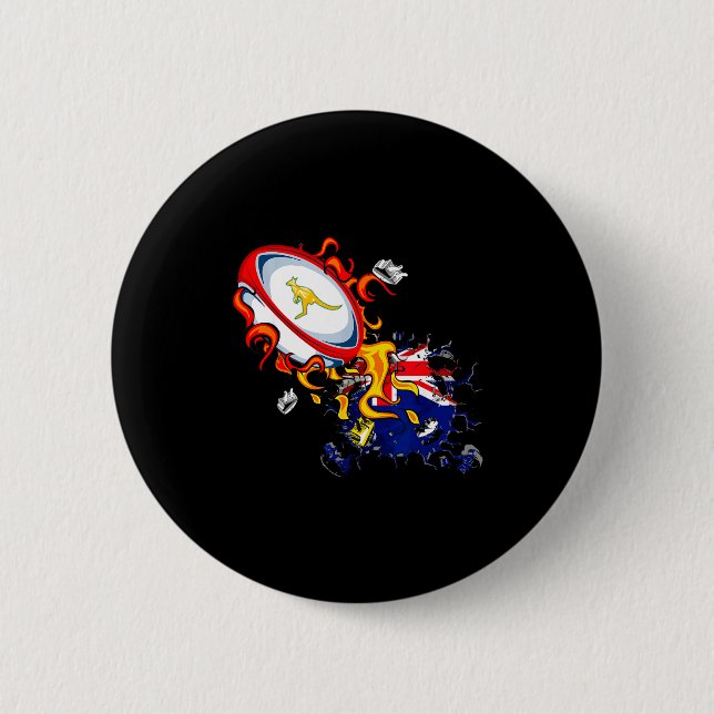 Chapa Redonda De 5 Cm Australia Rugby, Wallabies Rugby Jersey, Australia (Anverso)