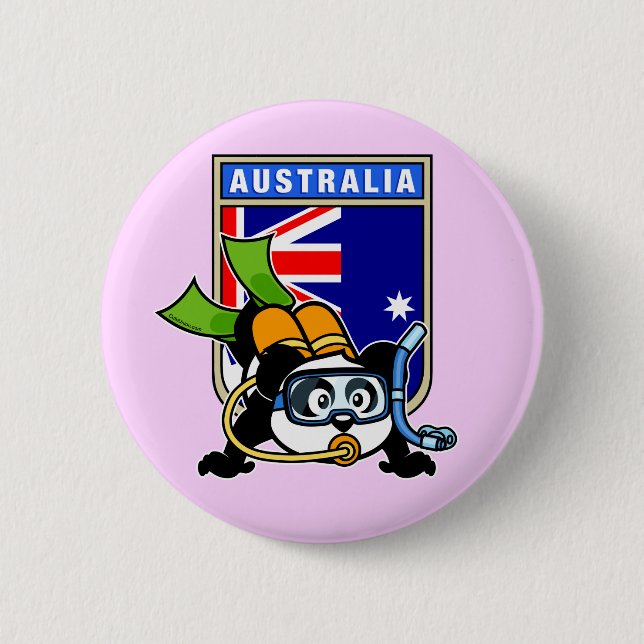 Chapa Redonda De 5 Cm Australia Scuba Diving Panda (Anverso)