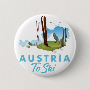 Chapa Redonda De 5 Cm Austria a esquiar. poster