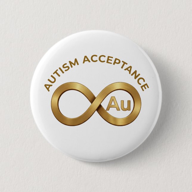 Chapa Redonda De 5 Cm Autism Acceptance Infinity Symbol | Au Gold  Pin (Anverso)