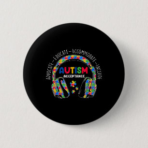 Chapa Redonda De 5 Cm Autism Awareness Aceptación audífonos niño profeso