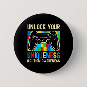 Chapa Redonda De 5 Cm Autism Awareness Boys Chicas Video Game Controller