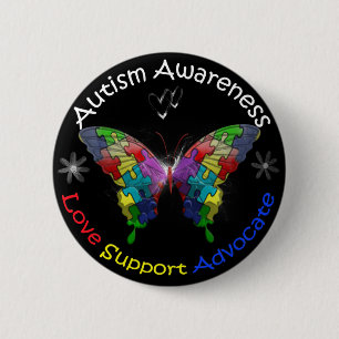 Chapa Redonda De 5 Cm Autism Awareness Butfly